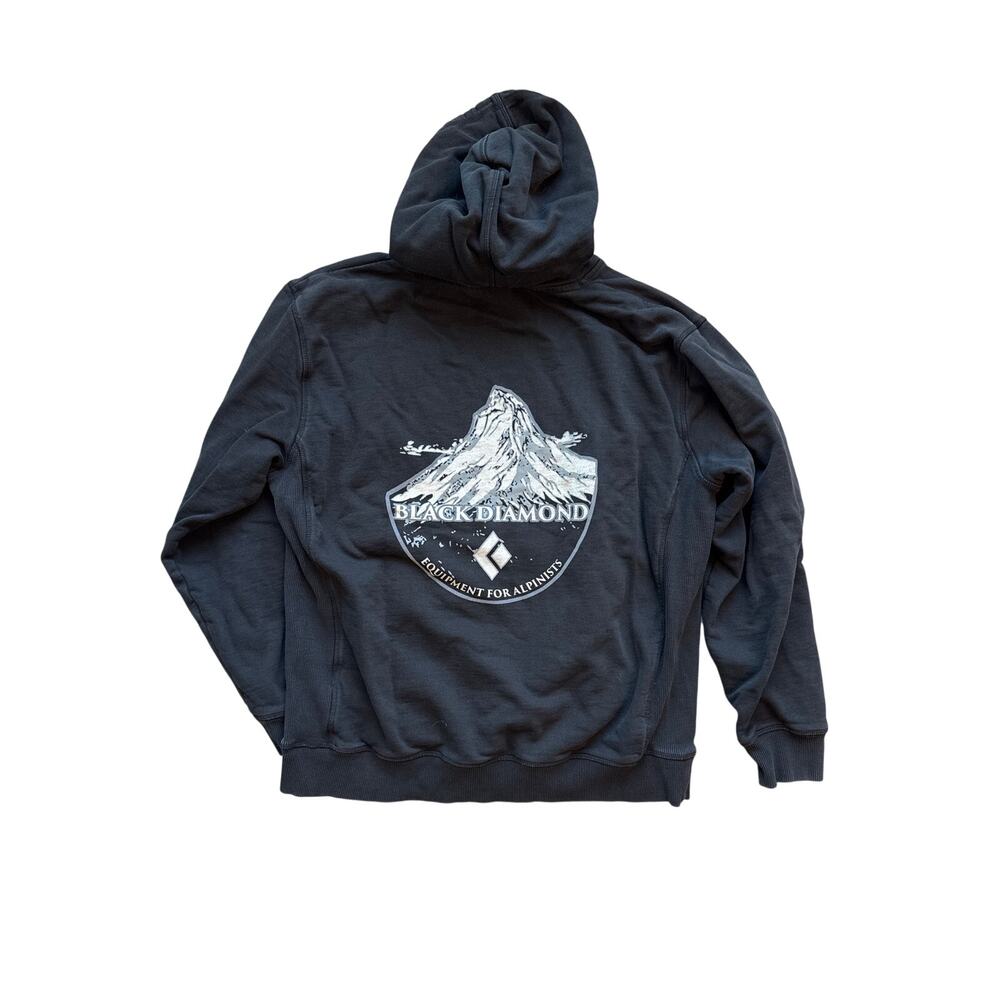 Black Diamond Hoodie Mens Medium Black Organic Cotton Mountain Climbing Outdoor